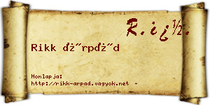 Rikk Árpád névjegykártya